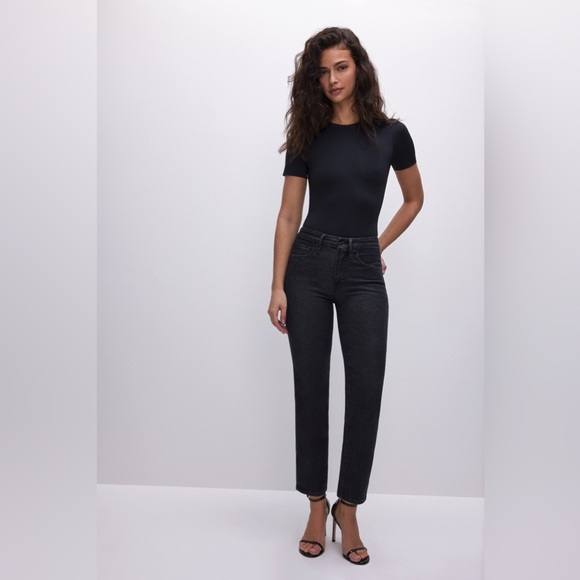 Good American Good Legs Black Straight Jeans Women's Stretch Denim Sz 10/30 - Picture 1 of 15